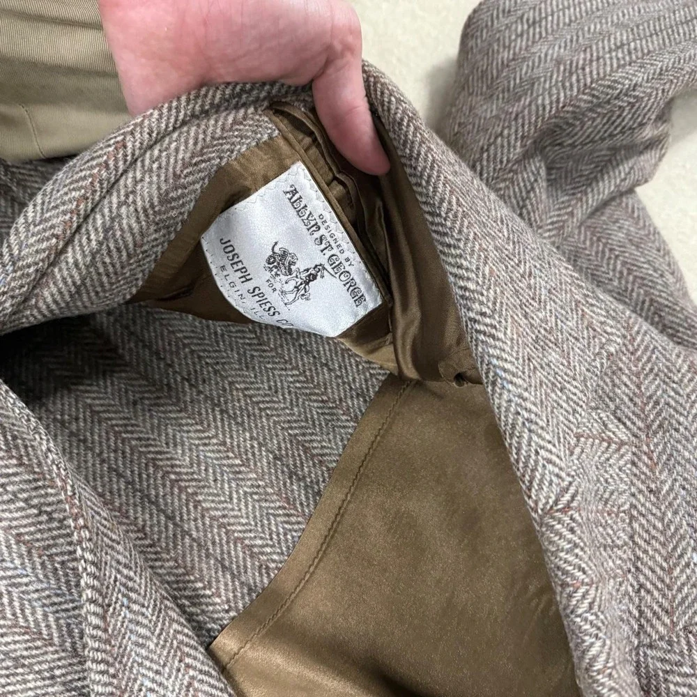 Joseph Spiess Harris Tweed Herringbone Striped Blazer Sport Coat Jacket 40L